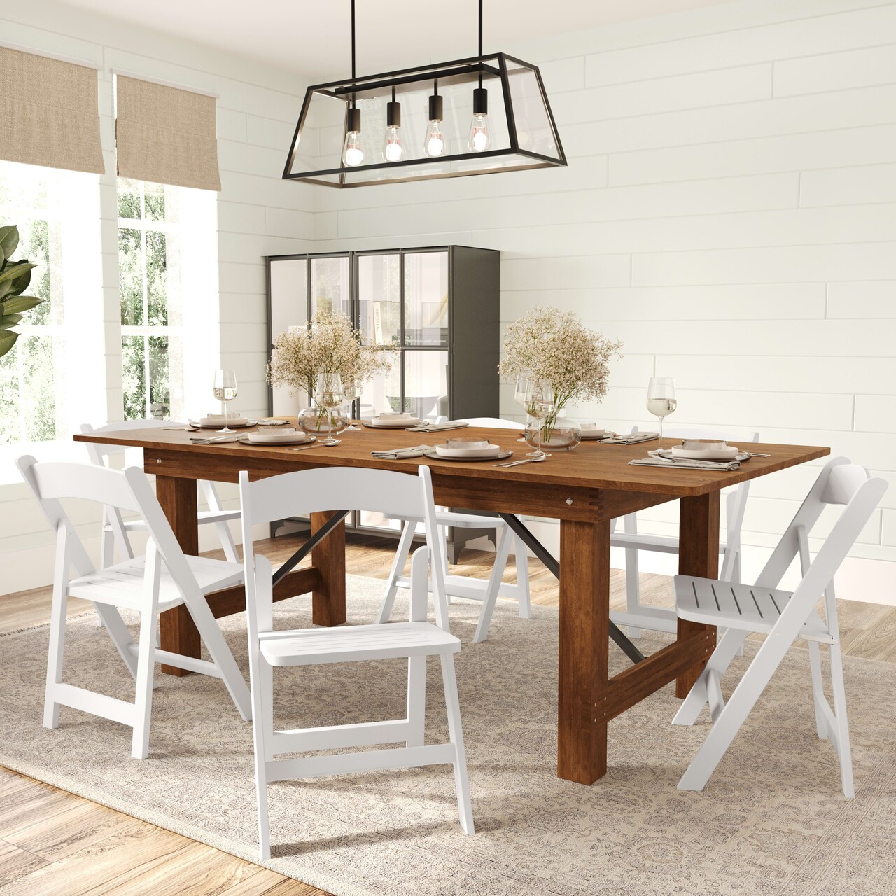 Merrick Lane Nathan Set of 2 Solid Wood Dining Chairs with Foldable Design and Elegant Finish